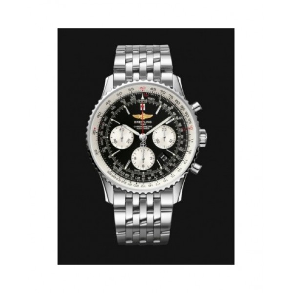 BREITLING STYLISH NAVITIMER BLACK SILVER CHAIN 2457